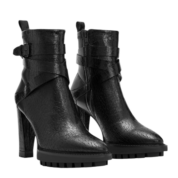 All Saints Havana Crocodile Leather Boots Size 8 - Picture 3 of 13